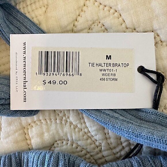 NWT WeWoreWhat halter bra top in soft blue women's size M - Picture 2 of 7